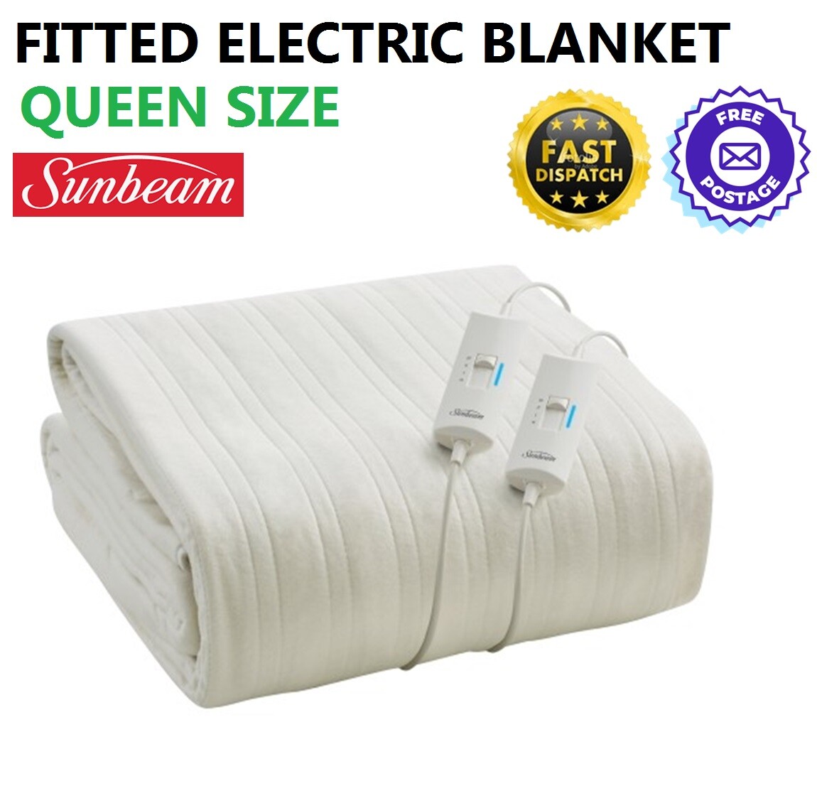SUNBEAM QUEEN SIZE BED Electric Blanket Fitted with Temperature Control