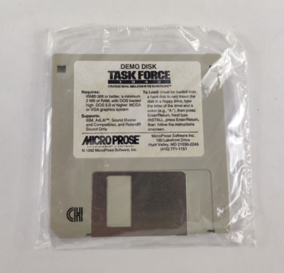 RARE SEALED - Task Force 1942 - Demo Disk (PC, 1992) Floppy