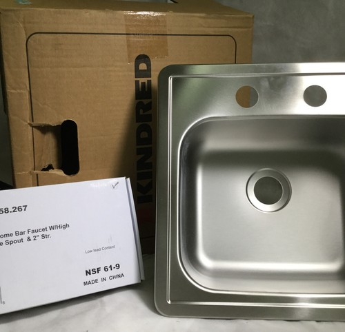 Kindred Stainless Steel Single Bowl Bar Sink 15”x15”x6” | eBay