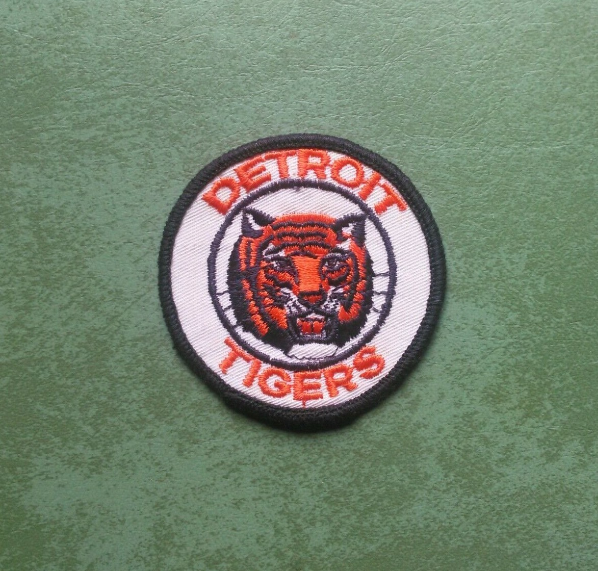 (2) Vintage Detroit Tigers ORIGINAL Logo Baseball Hat Patches 1970s MLB 2 7/8