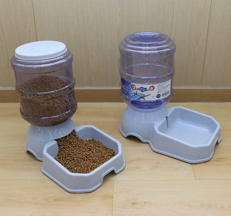 2 Pack Automatic Dog Cat Feeder and Water Dispenser ,Gravity Multi Pet Drinki...