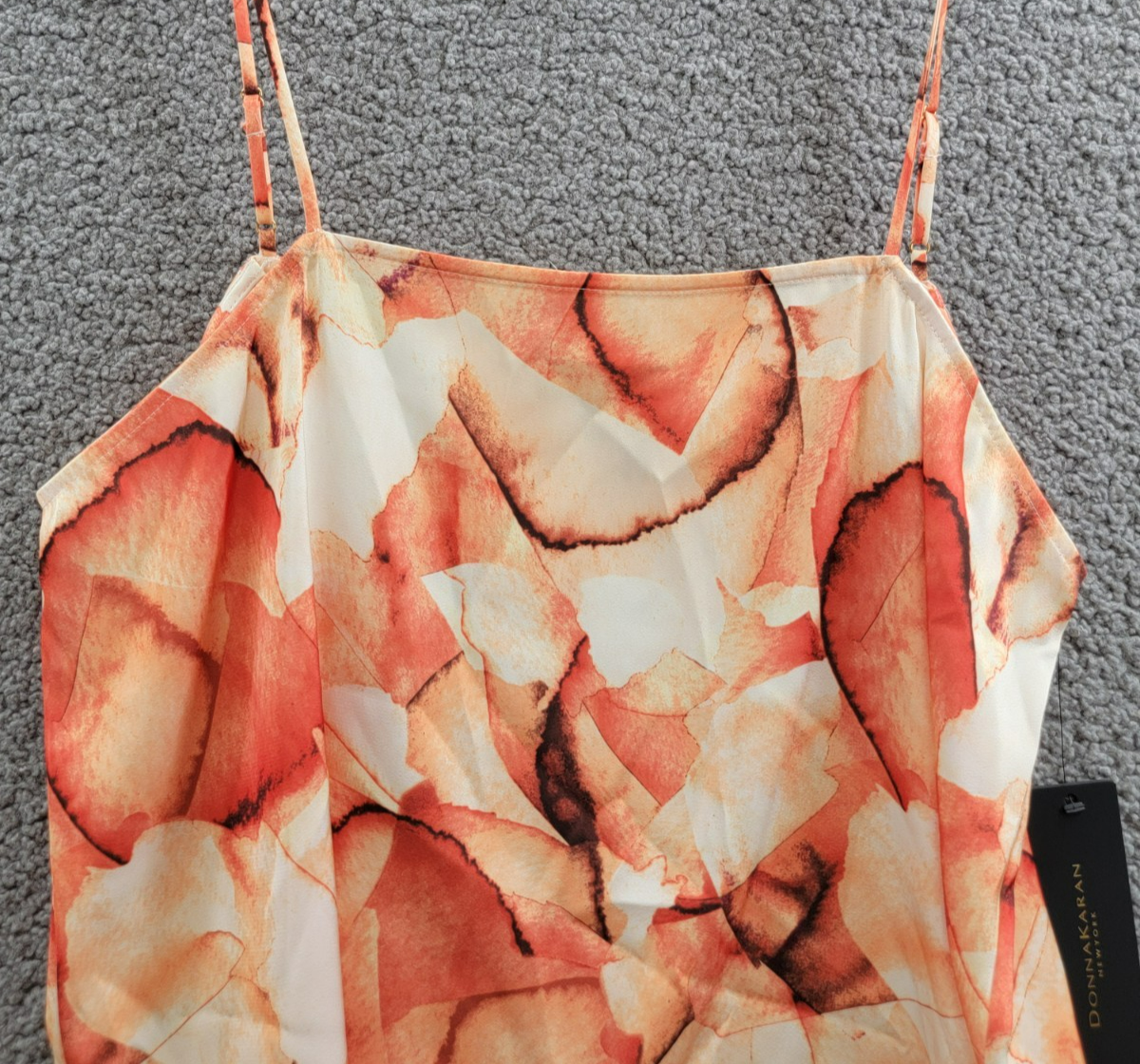 Donna Karan New York Printed Square-Neck Tank Top Women's L Terracotta Pullover - Picture 3 of 14
