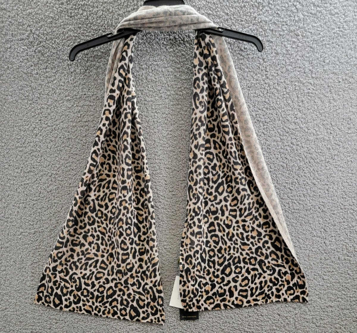 Charter Club Cashmere Leopard Muffler Scarf Women's One Size Black Combo - Picture 2 of 16
