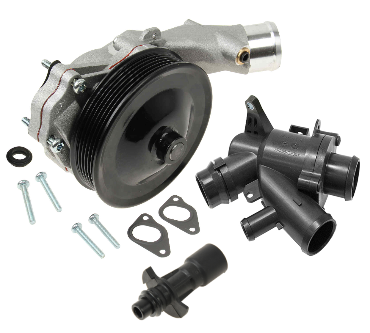 Water Pump w/ Bolts Gaskets Connector + Thermostat Kit