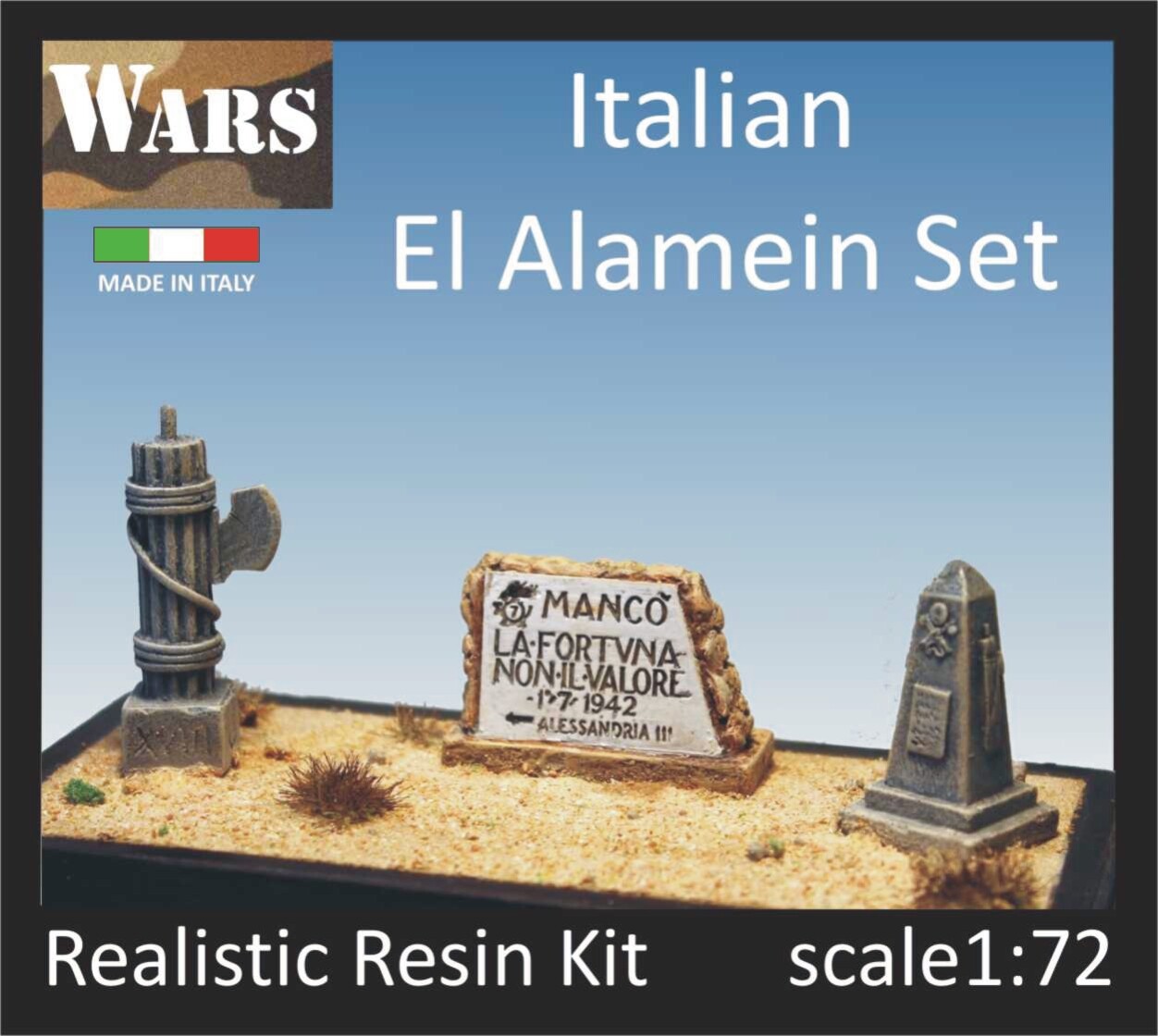 WARS 6-72 Set 3pezzi EL ALAMEIN cippo diorama WW2 Italian memorial stone 1:72