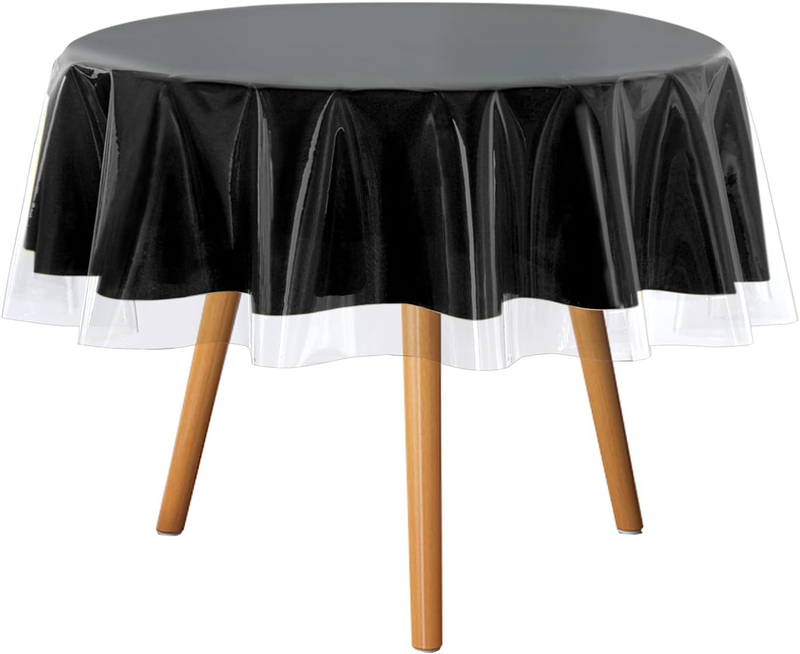 Clear Plastic 100% Waterproof round Tablecloth - 60 Inch - Vinyl PVC Table Cloth