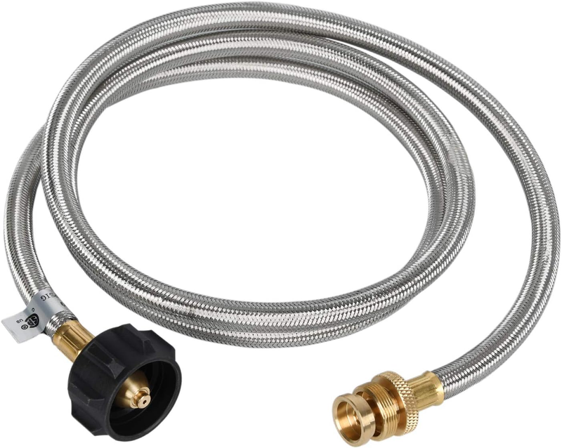 4 FT Stainless Steel Braided Propane Adapter Hose 1 Lb to 20 Lb Converter for Qc