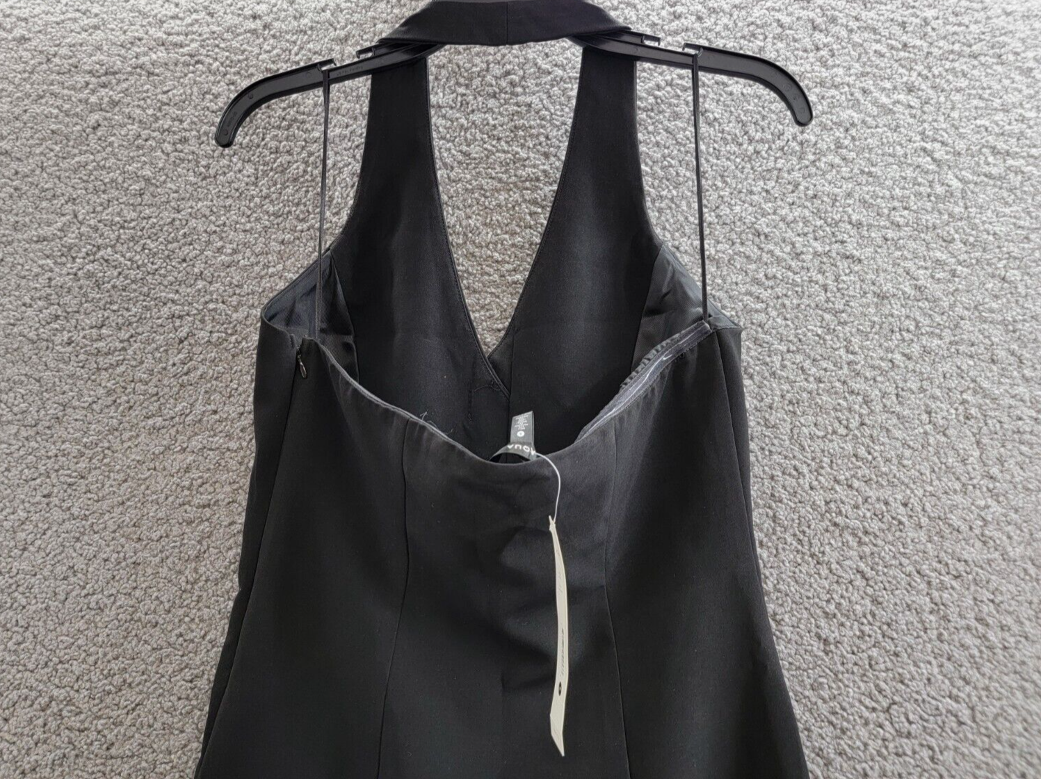 AQUA Halter Mini Dress Women's S Black Welt Pockets Faux Button Front Side Zip - Picture 12 of 15