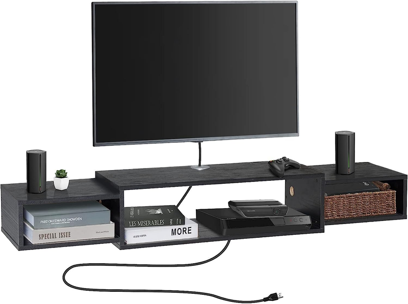 With Power Outlet, Wall Mounted Wood Media Co