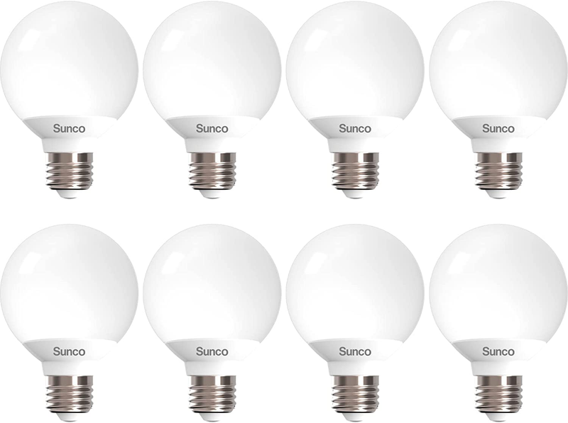 Sunco 8 Pack Vanity Globe Light Bulbs G25 LED for Bathroom Mirror 60W Equivalent