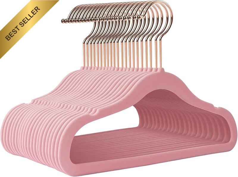 Pink Baby Velvet Hangers 50 Pack 11.4 Inch Infant Toddler Kids Closet