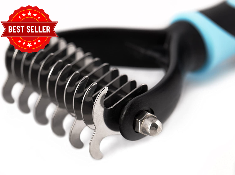 Cat & Dog Grooming Tool | All-In-One Metal Pet Hair Remover, Undercoat Rake, Dem