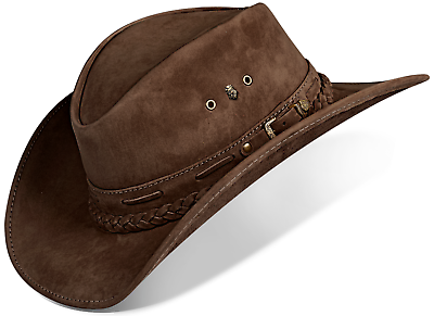 Cowboy Hat Mens Western Genuine Leather Texan Style Cattleman Rancher  Horseman