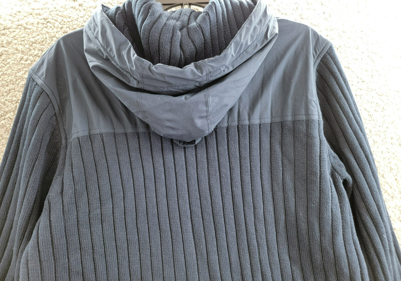 BASS OUTDOOR Mixed Media Zip-Front Hooded Sweater Jacket Men's M Navy Blaze L/S - Picture 12 of 17