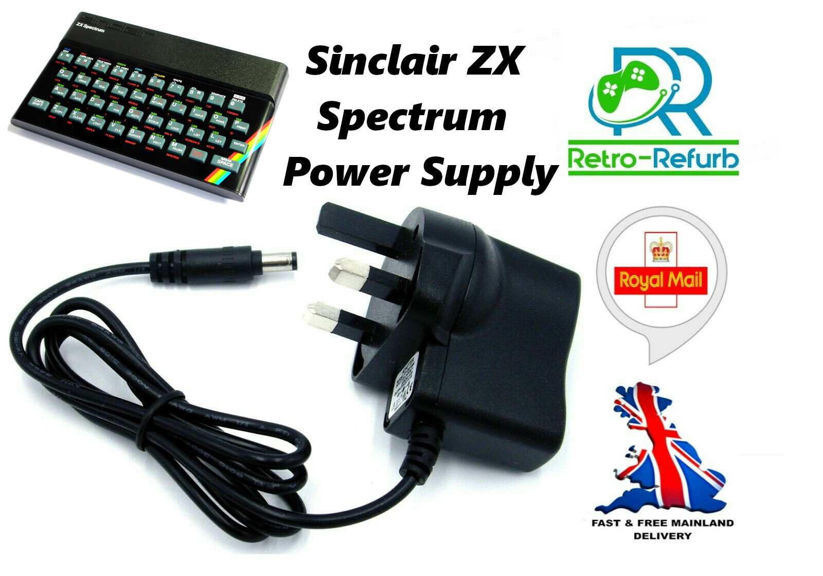 Sincliar ZX Spectrum 48K Computer Power Supply UK Plug - 9V