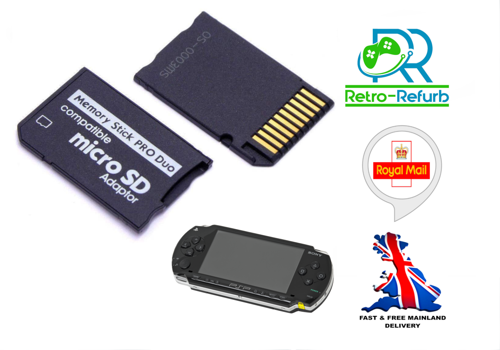 Speicherkarte Adapter für Sony PSP 1000 2000 3000 Micro SD auf MS Pro