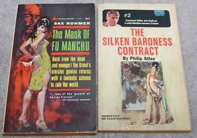VTGE THE MASK OF FU MANCHU ROHMER/THE SILKEN BARONESS CONTRACT ATLEE 1962/1964