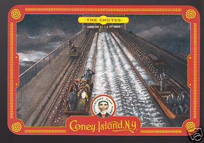CONEY ISLAND MODERN 2007 POSTCARD Vintage Photo Shoot-The-Chutes Log Flume Ride