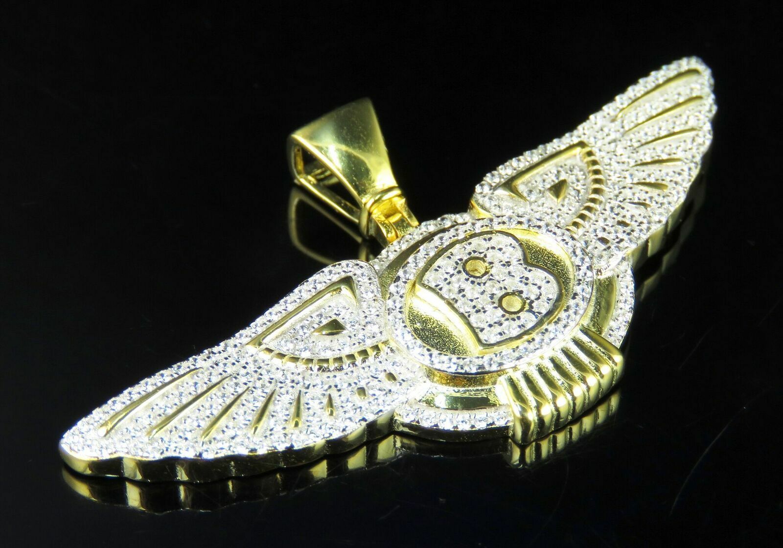 Pre-owned Online0369 2.18 Ct Pass Tester Moissanite Flying B Wings Men's Charm Pendant Silver In White