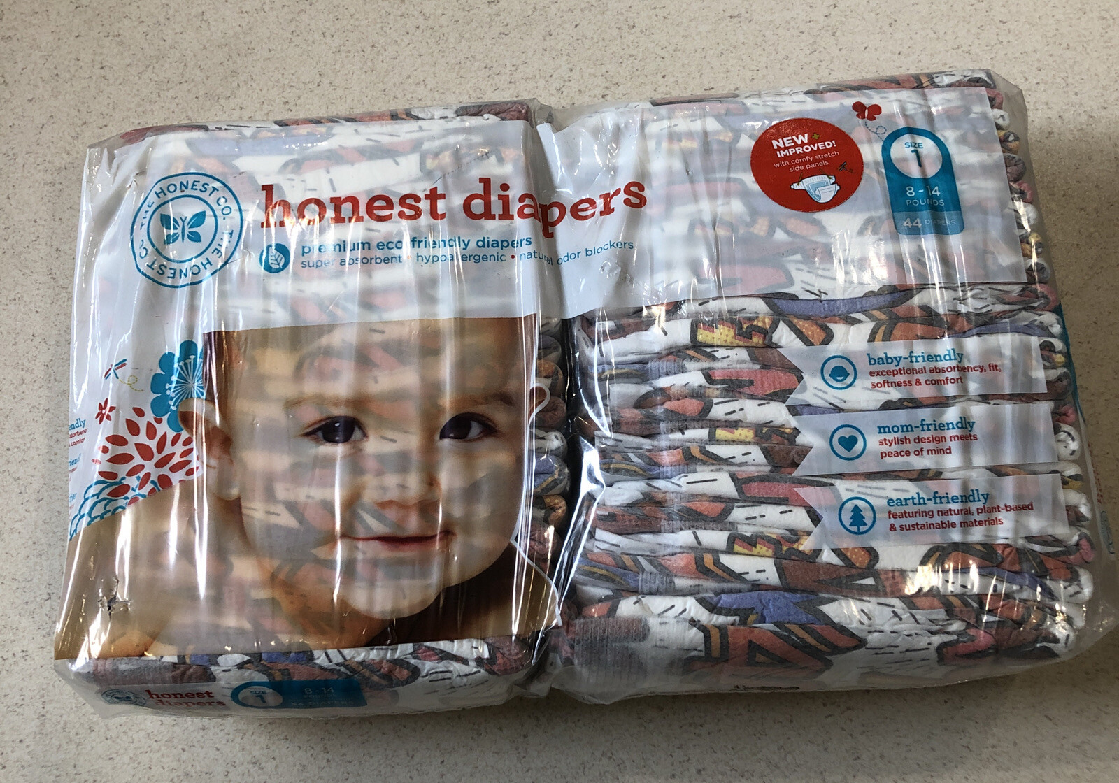 S Premium Eco-friendly Size 1, 8-14 Pounds, 44 Diapers
