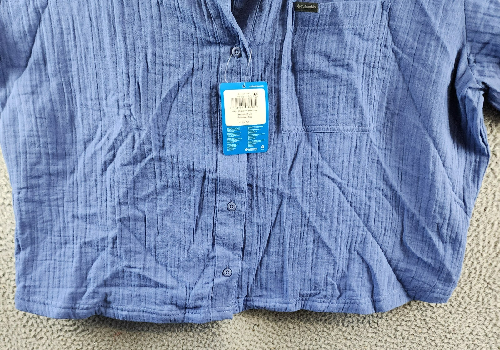 Columbia Plus Size Holly Hideaway Breezy Short-Sleeve Top Women's 3X Eve Pocket - Picture 3 of 15