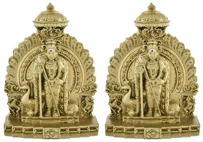 Set of 2 Lord Kartikeya/Murugan Idol Resin Lord Kumaran with Peacock Statue H-6''