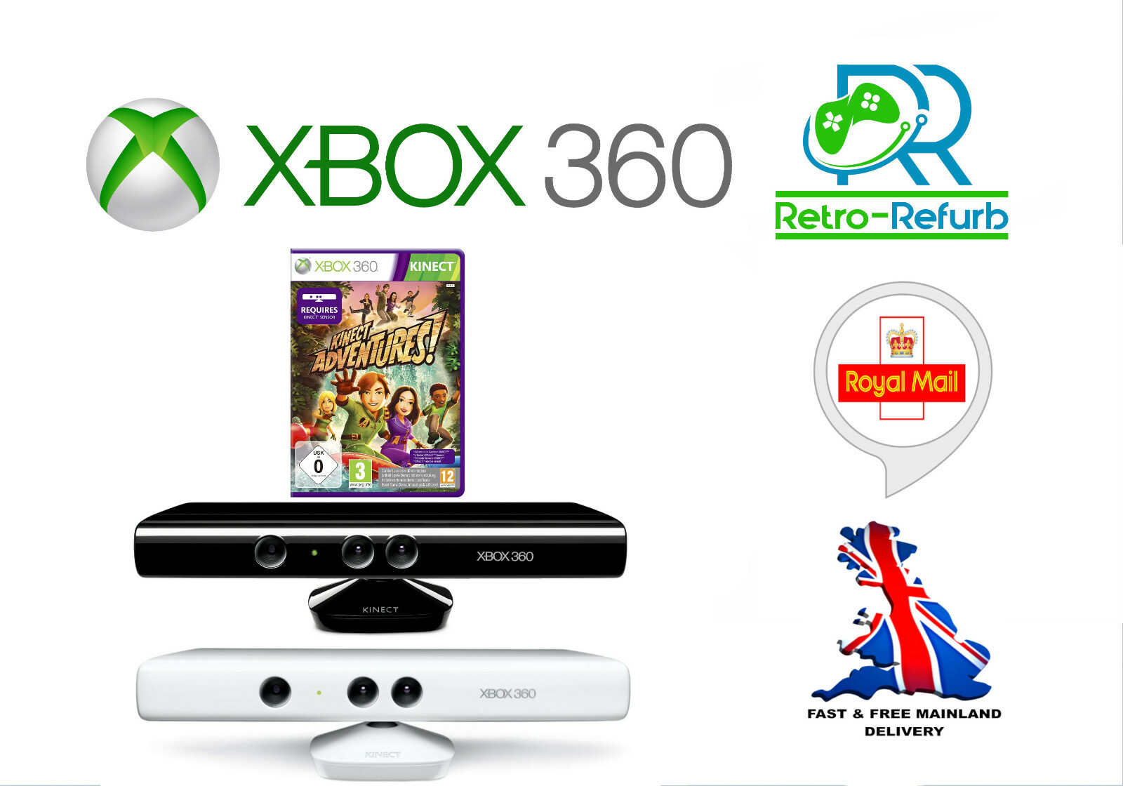 Xbox 360 Kinect Sensor + Game Options - Choose Your Bundle