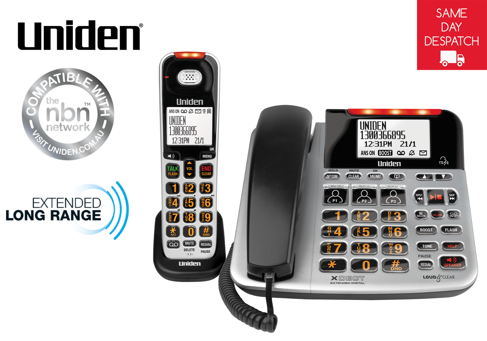UNIDEN SSE47+1 VISUAL & HEARING IMPAIRED CORDLESS DIGITAL PHONE SYSTEM