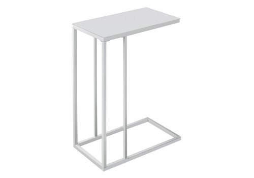 Акцентный столик из белого металла и закаленного стекла размером 18, 25x10, 25x24 дюйма