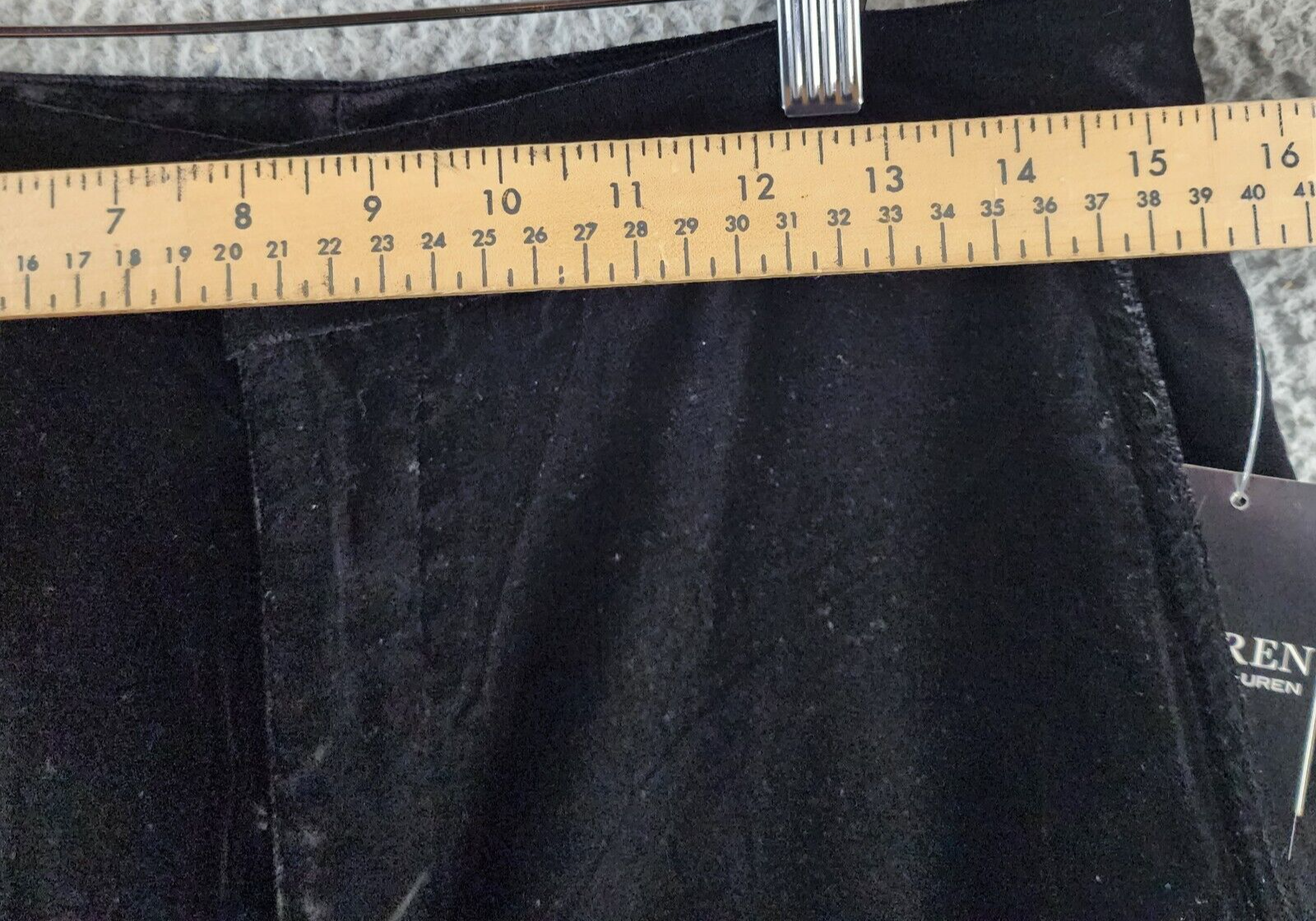 Lauren Ralph Lauren Velvet Wide Leg Pants Womens 10 Black Zip Hook & Bar Closure - Picture 5 of 14