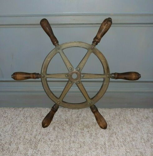 Authentic Antique Bronze Nautical Ship or Yacht Wheel 