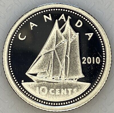 2010 CANADA 10 CENTS PROOF SILVER DIME HEAVY CAMEO COIN