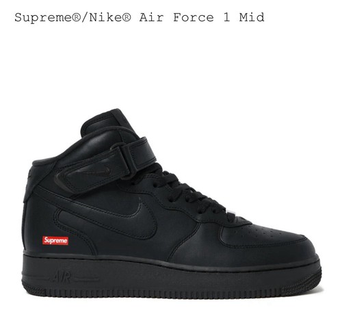 Brand New Supreme® x Nike® Air Force 1 Mid Black - Size 9.5
