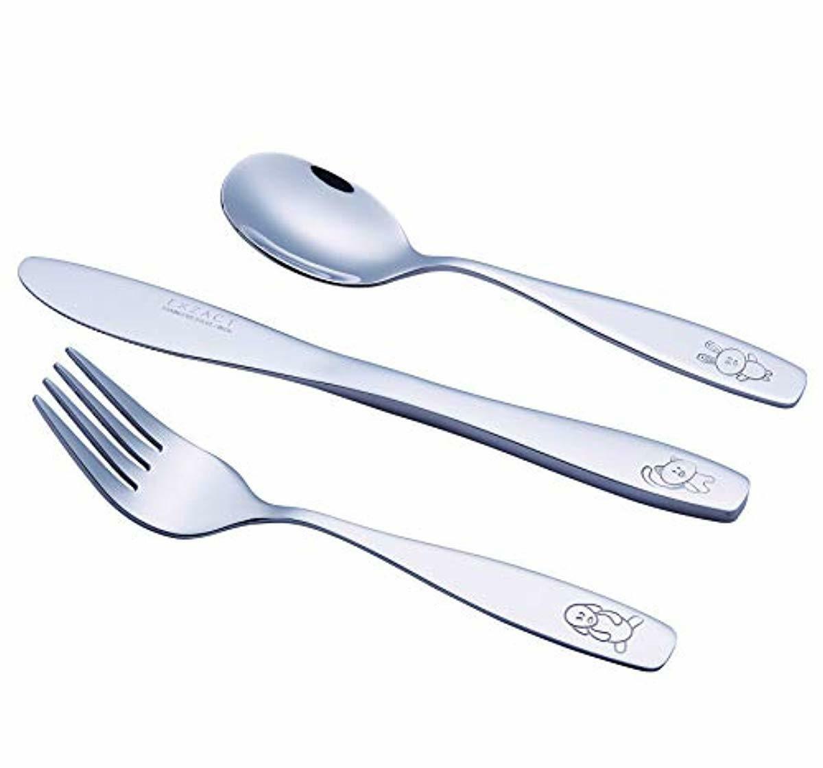 6 x Cuill/ères 6 x Couteaux Chien-Chat-Lapin Exzact Couverts enfant en inox 18 Pi/èces: 6 x Fourchettes