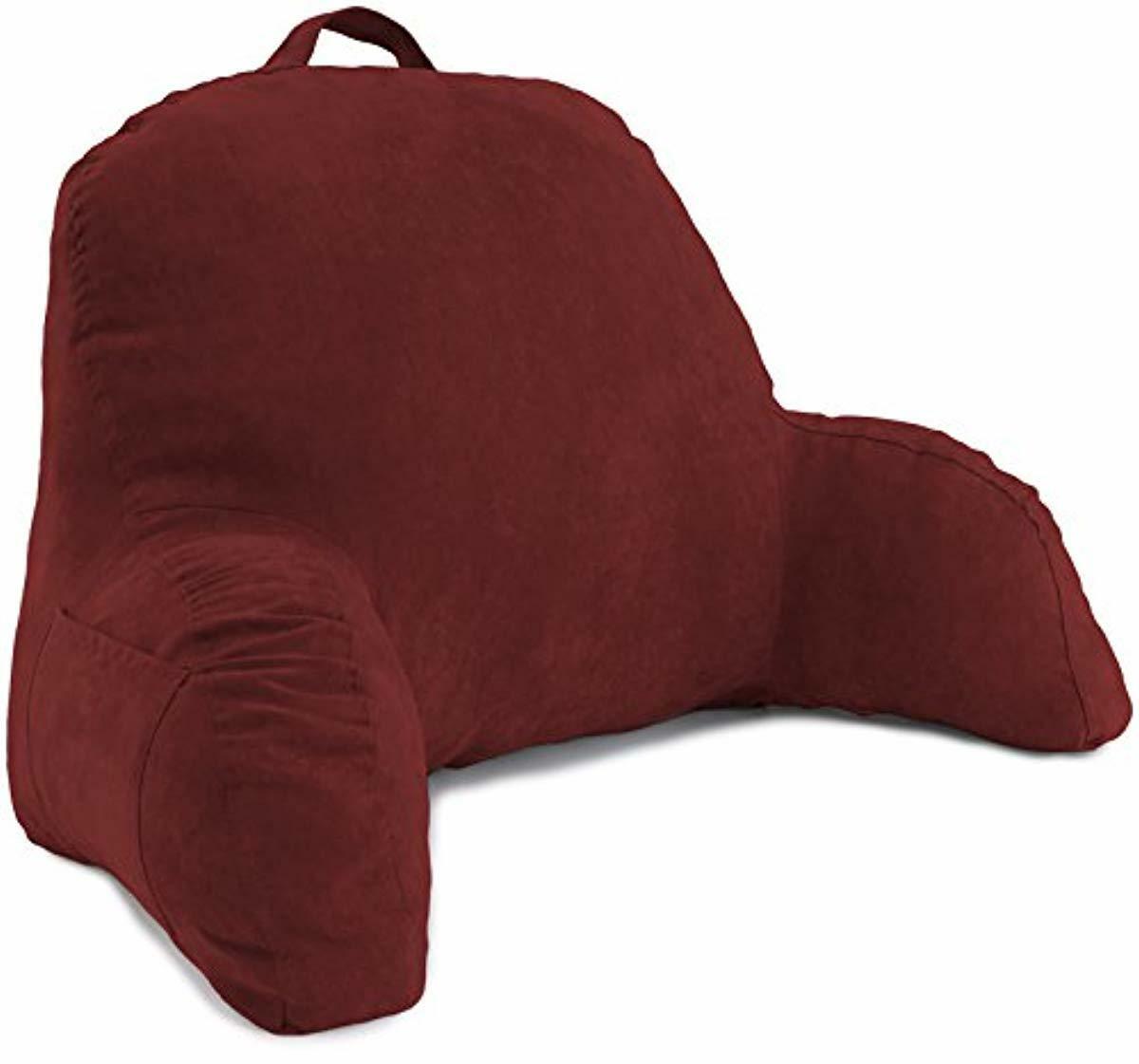 Deluxe Comfort Microsuede Bed Rest Backrest Pillow With Arms