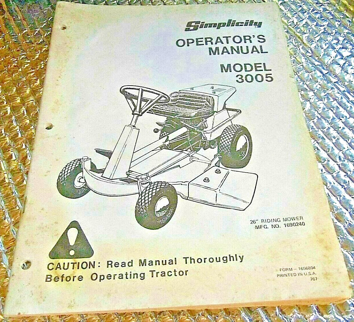 Factory 1976 Operators owners Manual Simplicity Model 3005 Lawn