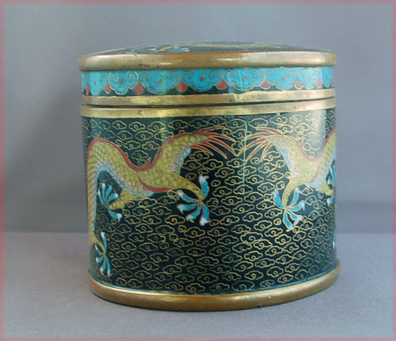 Vintage Chinese Cloisonee  5 Claw Dragons Late Qing Early Republic antique China