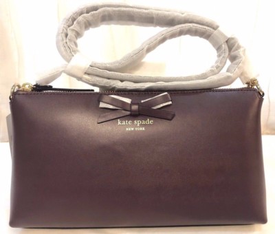 Kate Spade sawyer street declan bow leather chain purse crossbody bag mahogany