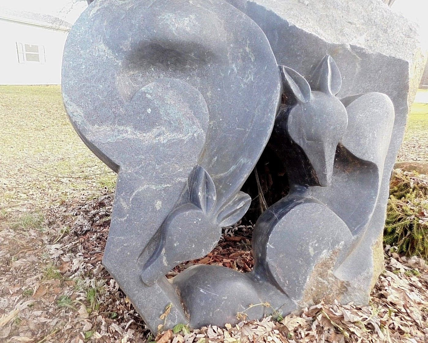 Large Modernistic 1960 African Shona Zimbabwe Stone Carving Sculpture Deer