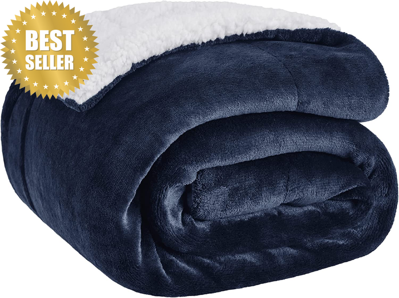 Sherpa Fleece Throw Blanket for Couch - Thick and Warm Blanket for Winter, Soft 