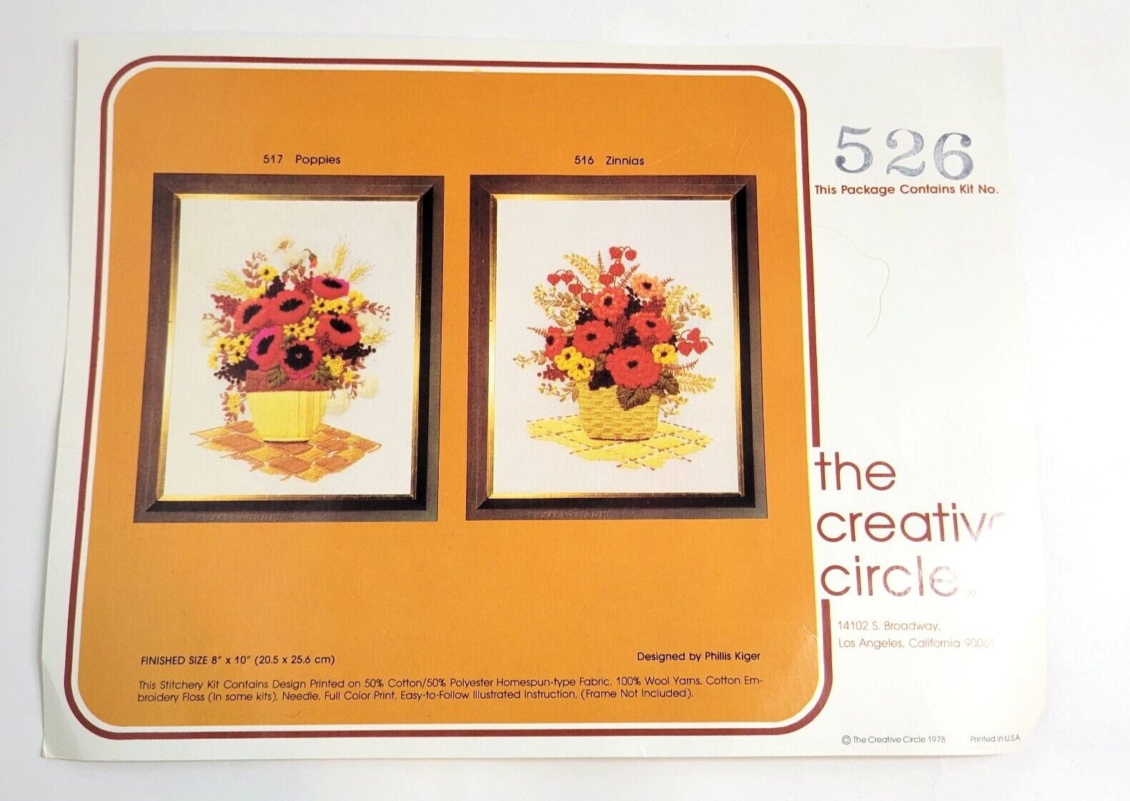 Creative Circle 526 Poppies Zinnias Crewel Embroidery 0526 8