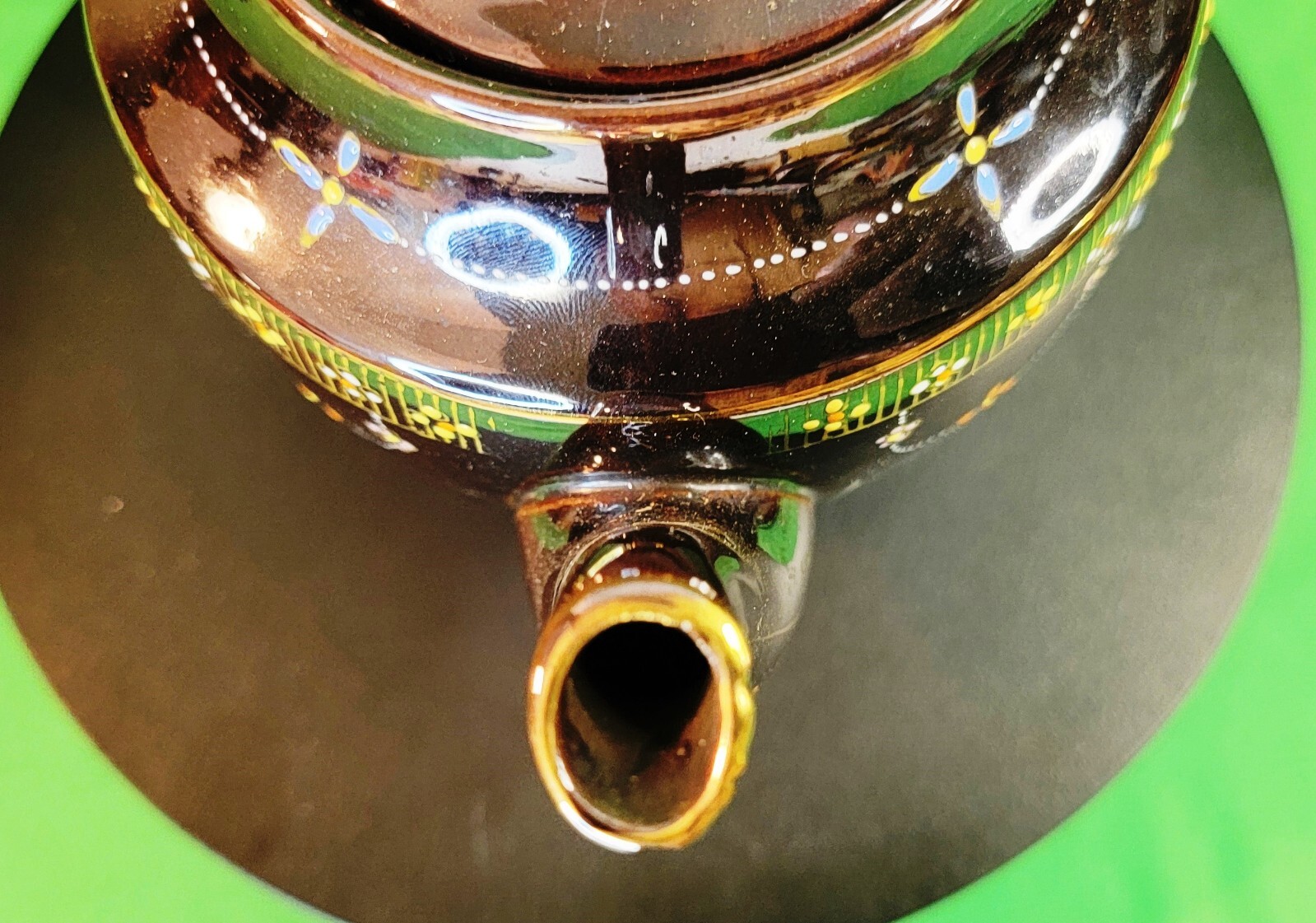 Beautiful Vtg Teapot Moriage Hand Painted Brown Glazed Pottery Occupied Japan - Picture 4 of 19