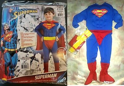 Superman Muscle Chest Costume Toddler Child Sz 2-4 (1-2yrs old) w Cape Belt NEW