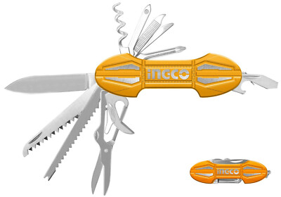 COLTELLO COLTELLINO MULTIUSO IN ALLUMINIO 15 FUNZIONI TIPO SVIZZERO INGCO