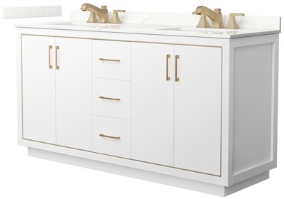 Wyndham Collection WCF111166D-QTZ-US3MXX Icon 66'' - White / Giotto Quartz Top /
