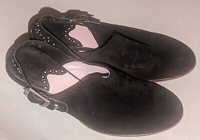 Johnston Murphy Black Suede Leather Heel  Sandal Women's 9 M