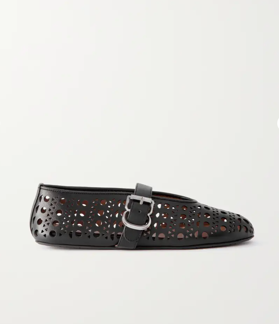 Size 7(EU 37) - ALAIA Vienne Lambskin Ballet Flats Cutout