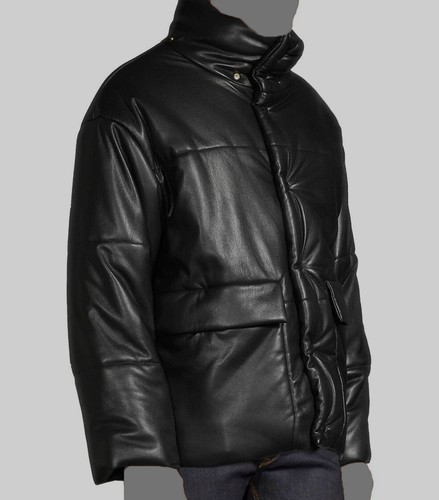 Pre-owned Nanushka $925  Men's Black Hide Vegan Leather Padded Puffer Jacket Coat Size S
