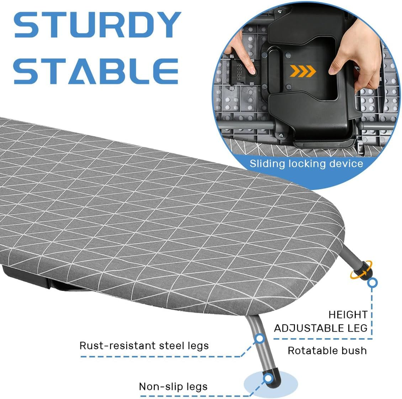 Foldable Tabletop Ironing Board with Iron Holder, Small Ironing Board with Iron