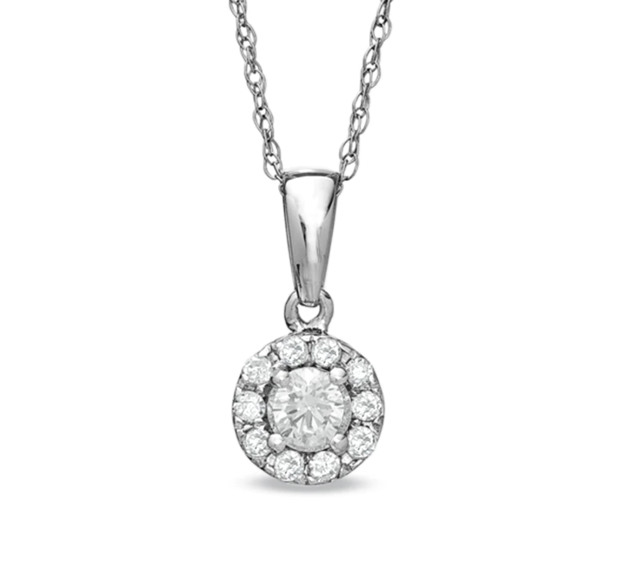 New with Box Zales 1/4 CT. T.W. Diamond Round Frame Pendant in 10K